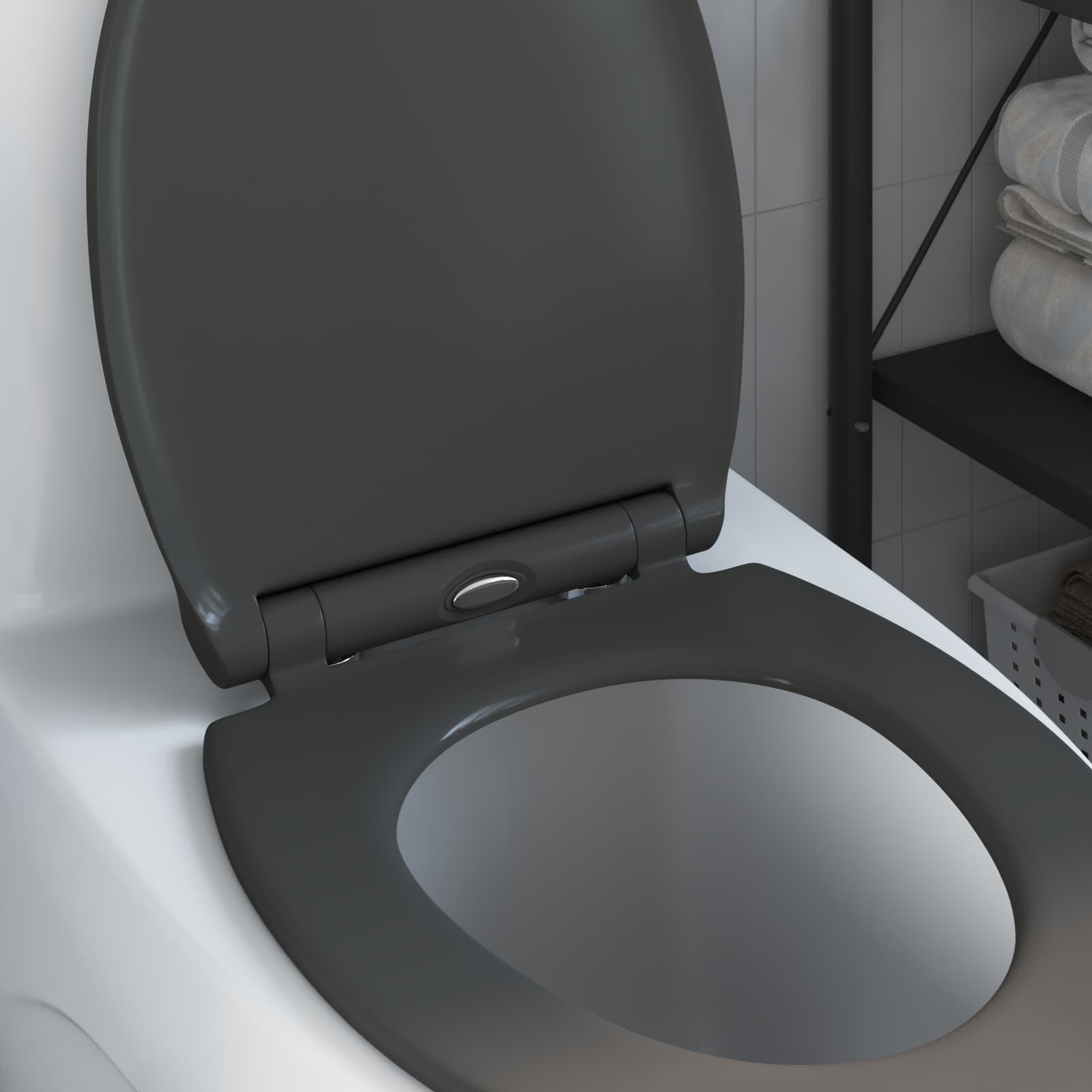 vidaXL Toilet Seat Anthracite 45.5 x 37.5 x 3.8 cm Duroplast 4