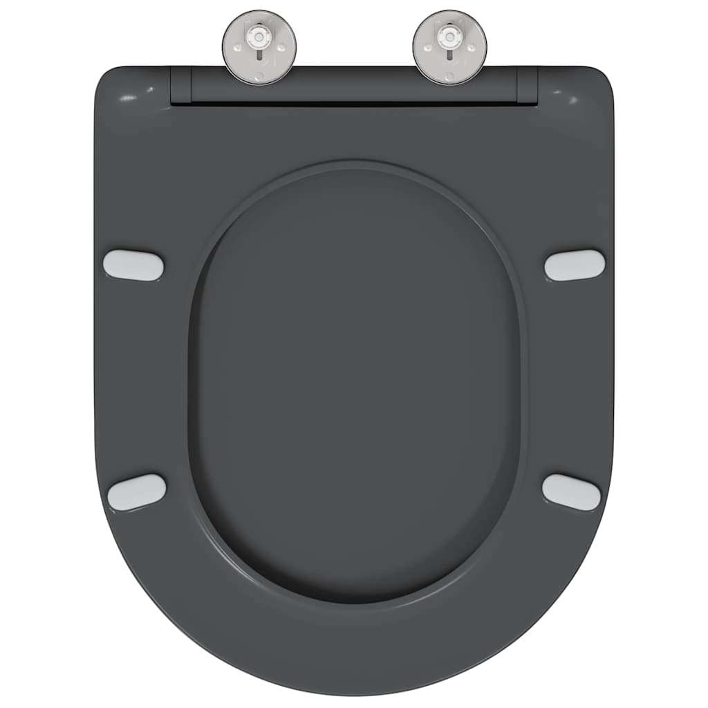 vidaXL Toilet Seat Anthracite 47 x 36 x 3.4 cm Duroplast 5