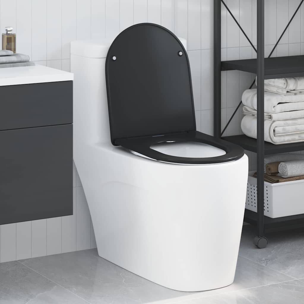 vidaXL Toilet Seat Black 47 x 36 x 3.4 cm Duroplast 1