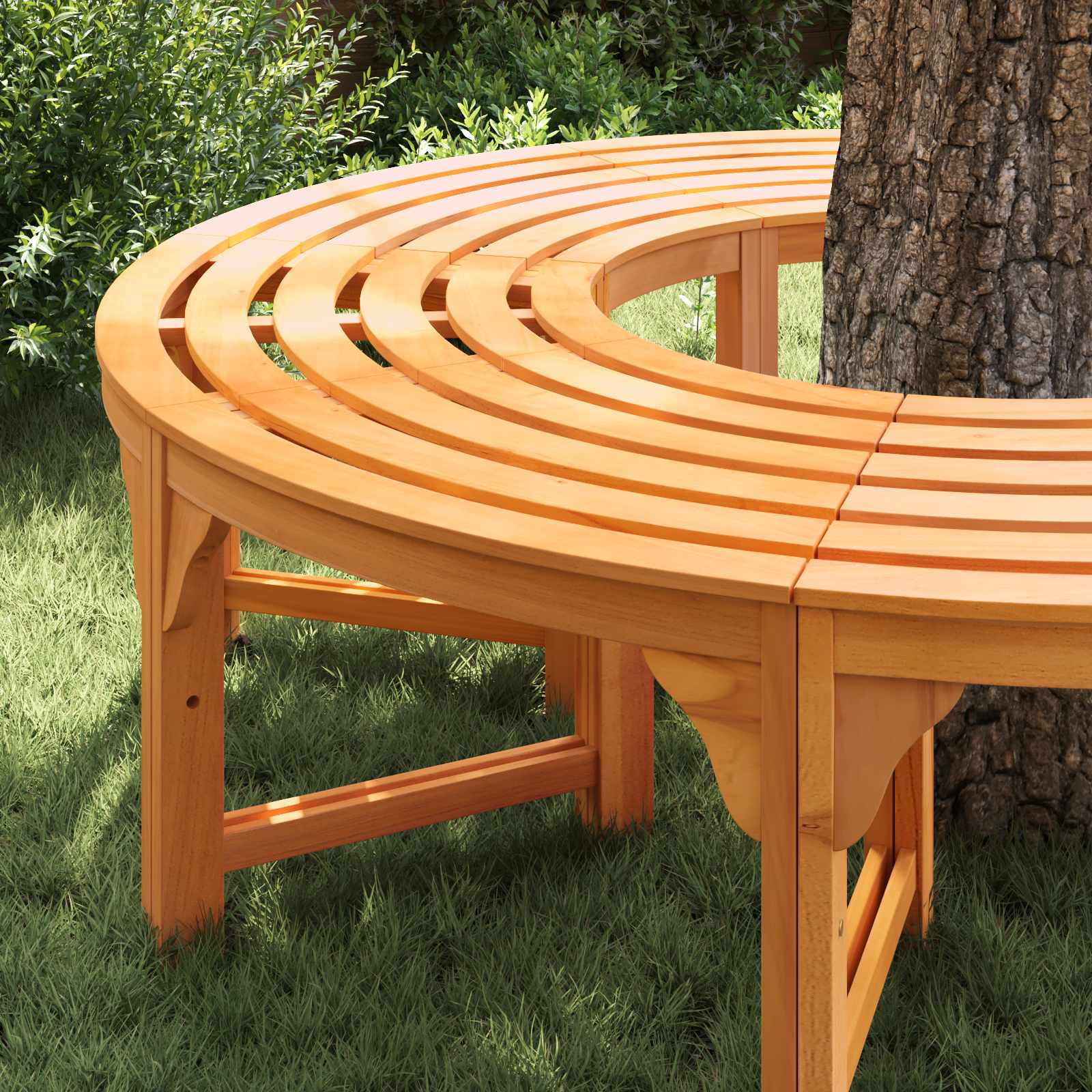 vidaXL Tree Bench 8 -Seater 2 pcs 160 x 80 x 45cm Natural 3