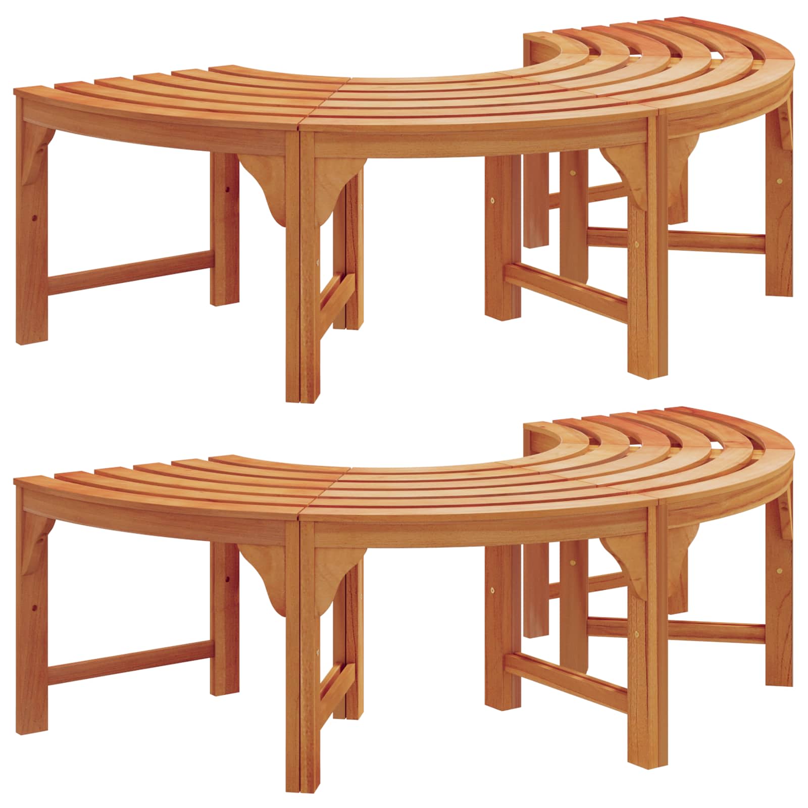vidaXL Tree Bench 8 -Seater 2 pcs 160 x 80 x 45cm Natural 2