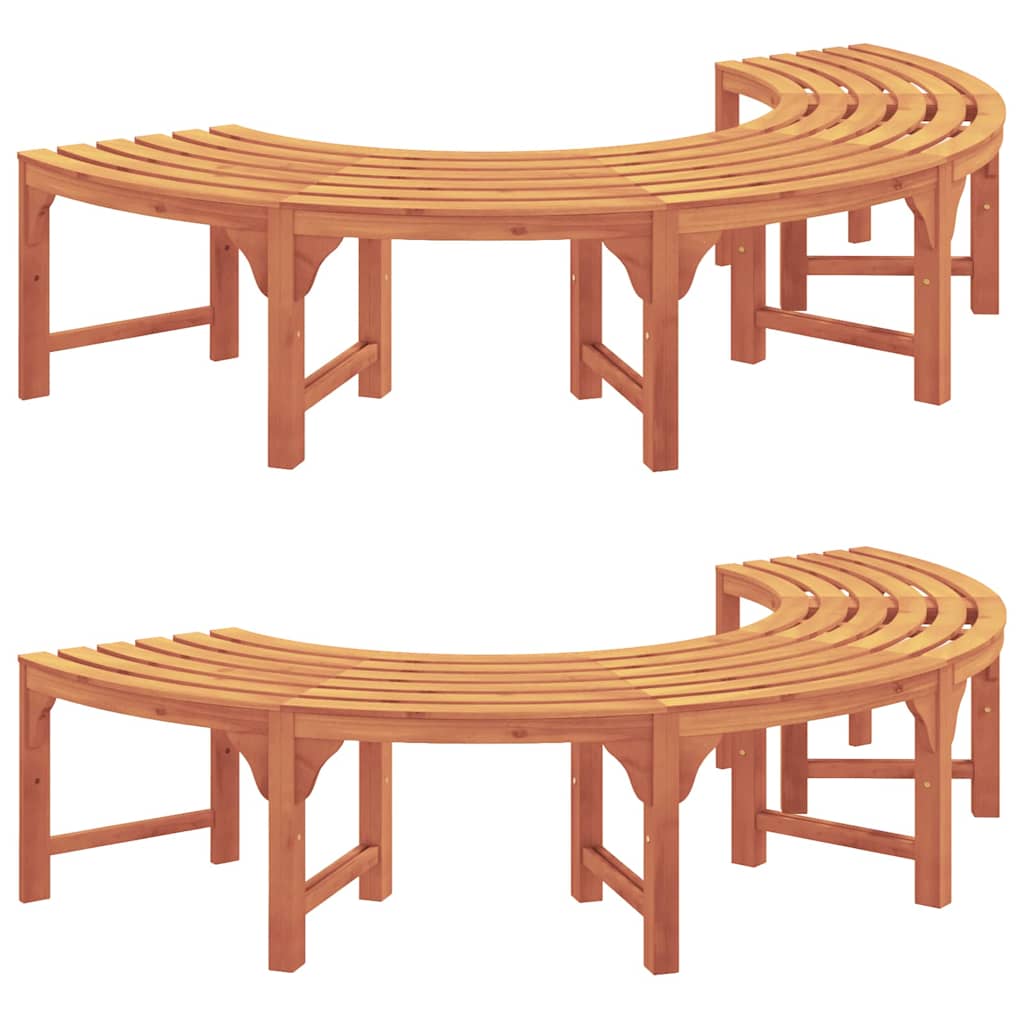 vidaXL Tree Bench 8 -Seater 2 pcs 160 x 80 x 45cm Natural 2