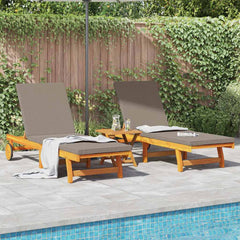 Sun Lounger 2 pcs Solid Acacia Wood Brown Taupe 2x sun lounger