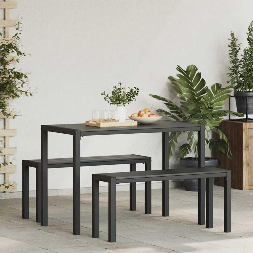 vidaXL Garden Dining Set 3 pcs Anthracite Steel 4
