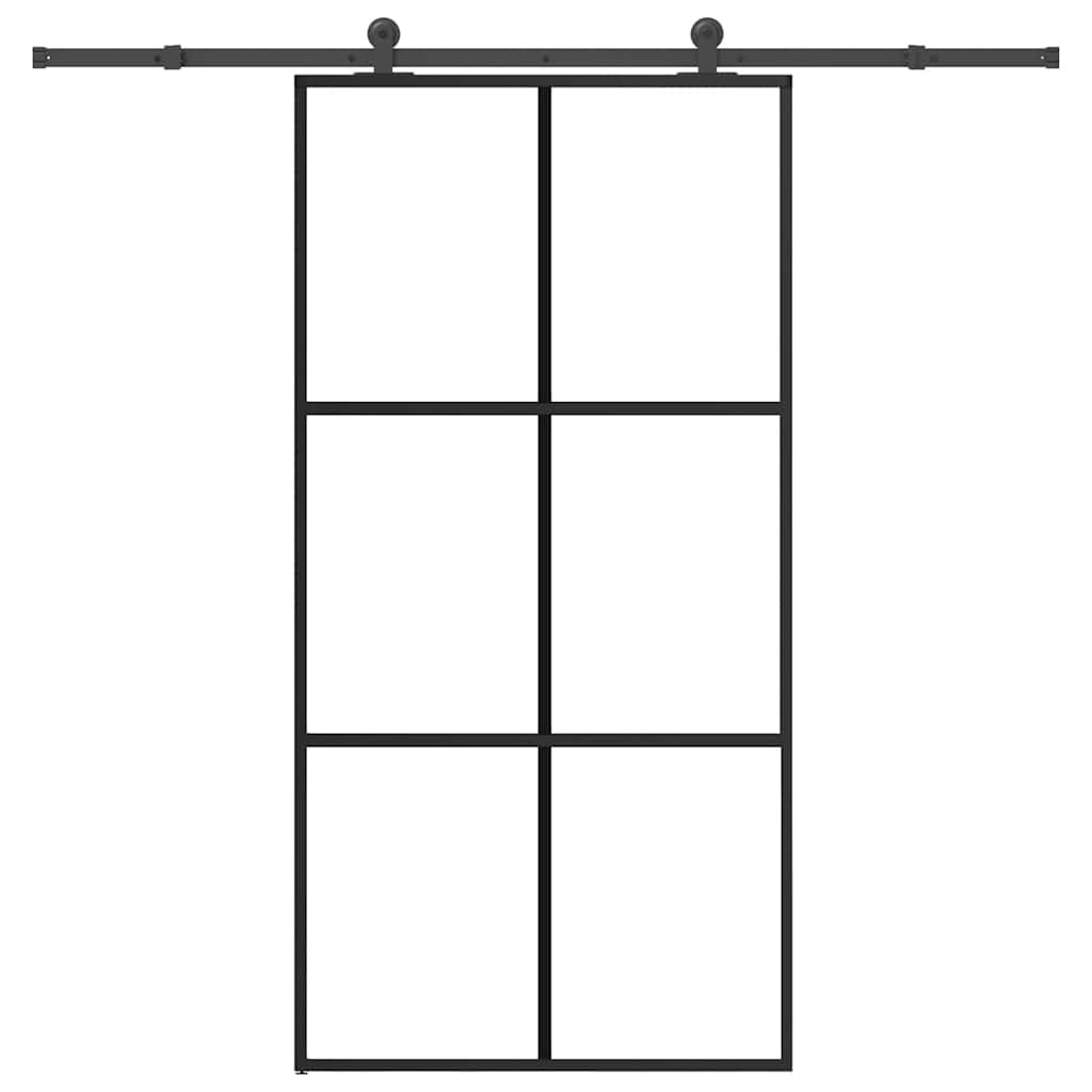 Sliding Door with Hardware Set 76x205 cm ESG Glass&Aluminium 102 cm 213.5 cm 3x2 grids
