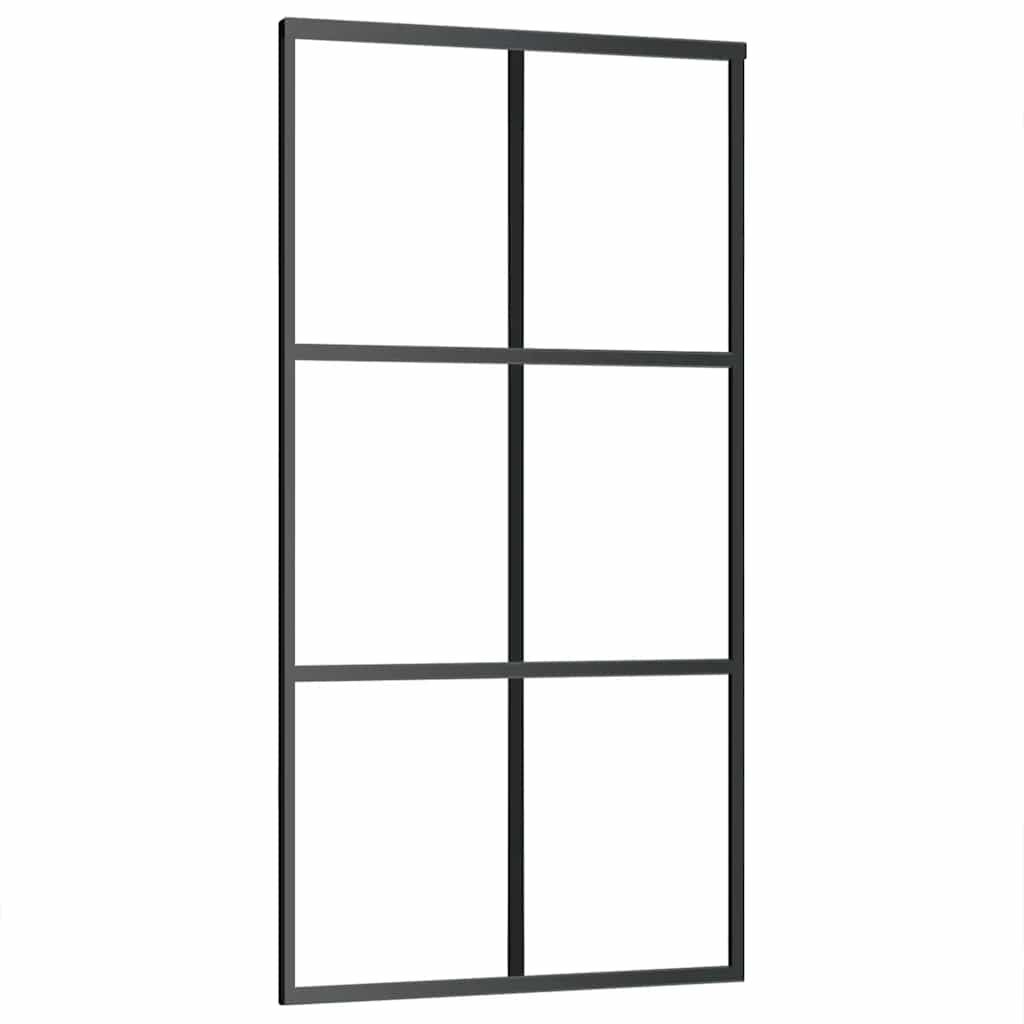 Sliding Door with Hardware Set 76x205 cm ESG Glass&Aluminium 102 cm 213.5 cm 3x2 grids