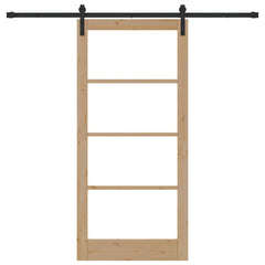 Sliding Door ORKDAL Solid Pine Wood and Glass Natural and Black 93 cm 202 cm 213.5 cm