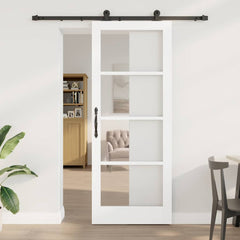 Sliding Door ORKDAL Solid Pine Wood and Glass 183 cm White and Black 83 cm 211 cm