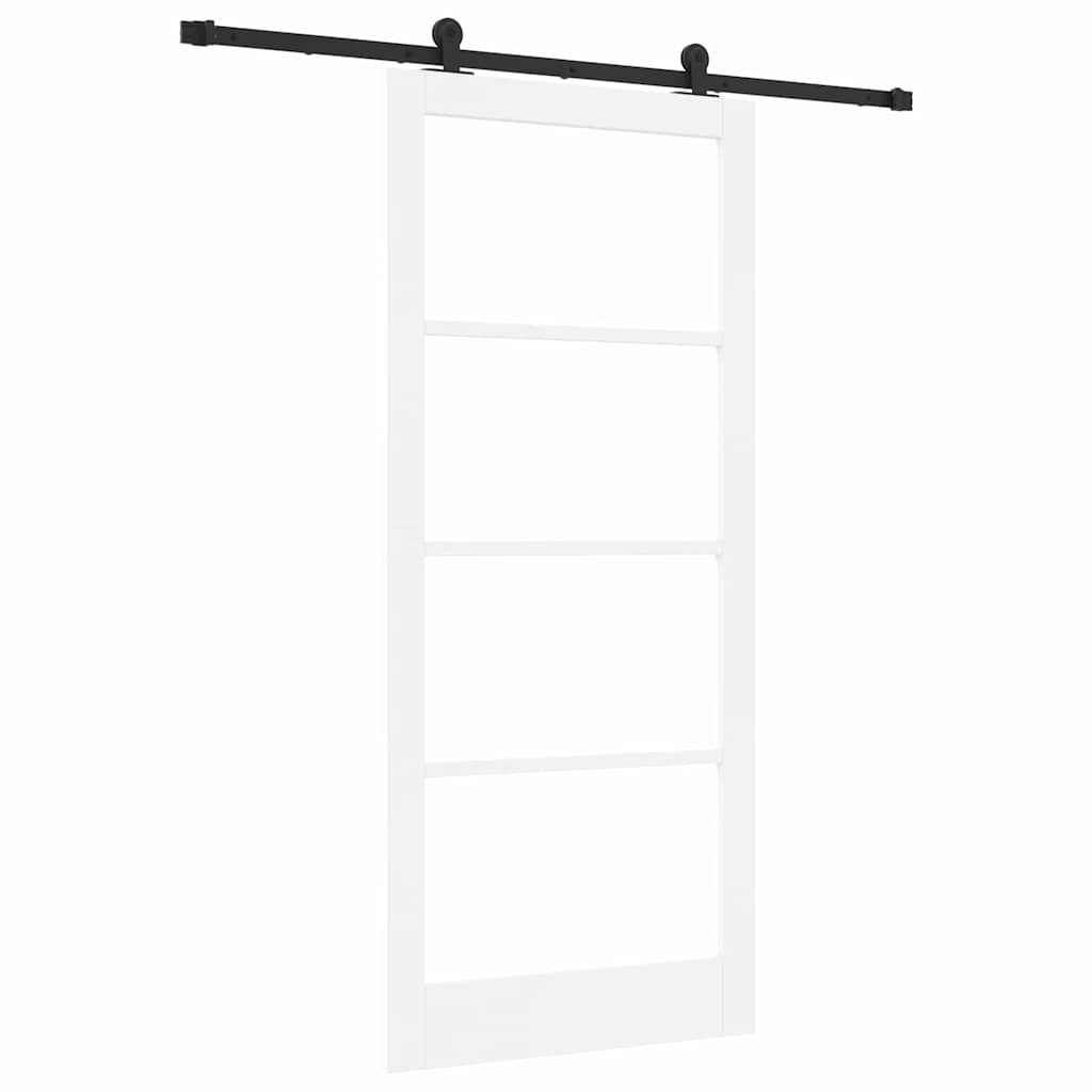 Sliding Door ORKDAL Solid Pine Wood and Glass 183 cm White and Black 93 cm 211 cm