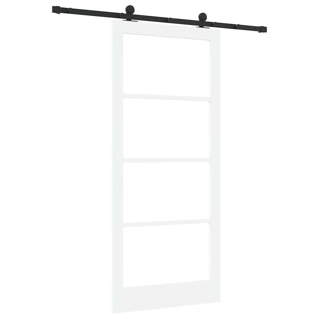Sliding Door ORKDAL Solid Pine Wood and Glass 183 cm White and Black 93 cm 211 cm
