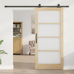 Sliding Door ORKDAL Solid Pine Wood and Glass Natural 93 cm 202 cm 213.5 cm