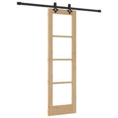 Sliding Door ORKDAL Solid Pine Wood and Glass 183 cm Natural and Black 61 cm 198.5 cm