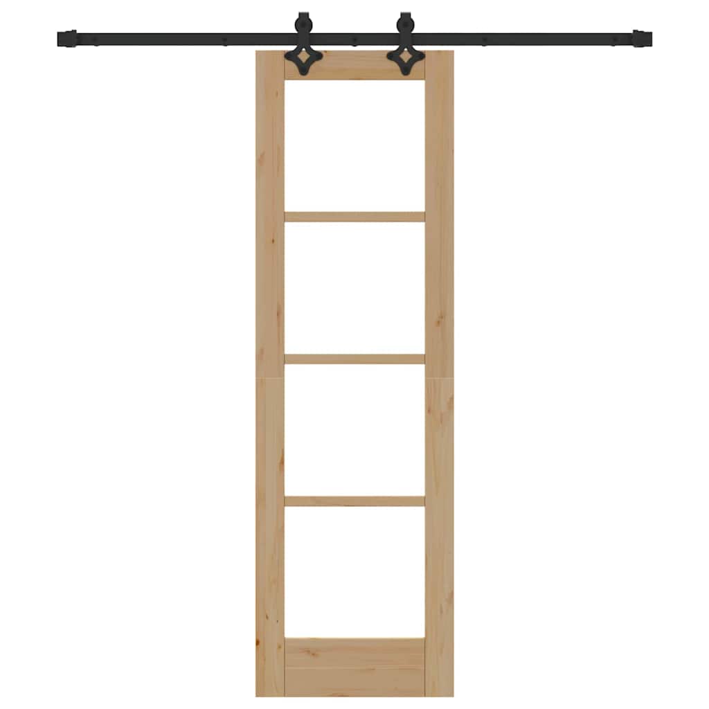 Sliding Door ORKDAL Solid Pine Wood and Glass 183 cm Natural and Black 61 cm 198.5 cm