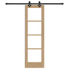 Sliding Door ORKDAL Solid Pine Wood and Glass 183 cm Natural and Black 61 cm 198.5 cm