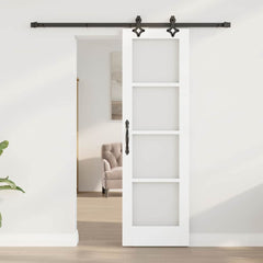 Sliding Door ORKDAL Solid Pine Wood and Glass 183 cm White and Black 61 cm 198.5 cm