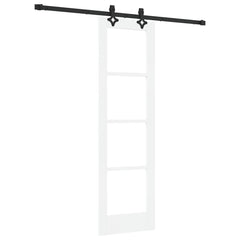 Sliding Door ORKDAL Solid Pine Wood and Glass 183 cm White and Black 61 cm 198.5 cm
