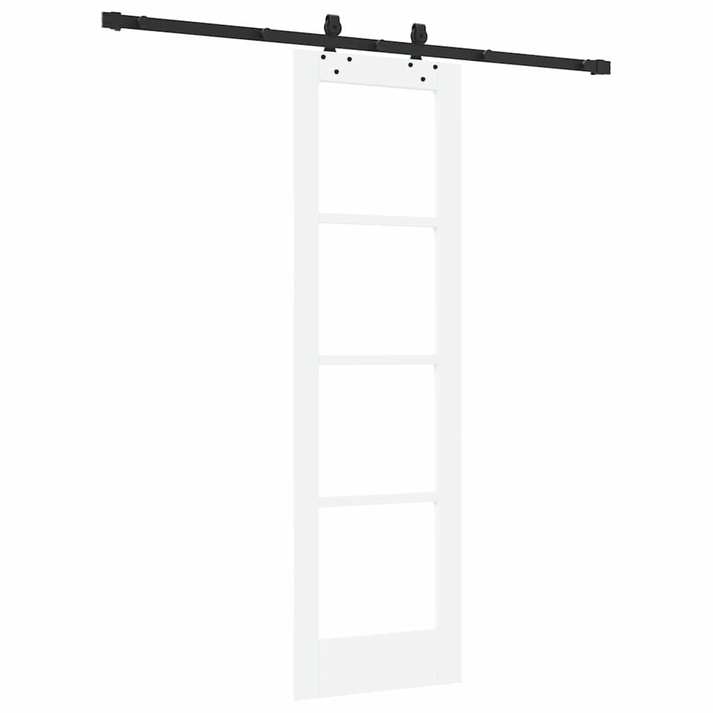 Sliding Door ORKDAL Solid Pine Wood and Glass 183 cm White and Black 61 cm 198.5 cm