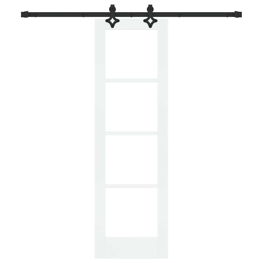 Sliding Door ORKDAL Solid Pine Wood and Glass 183 cm White and Black 61 cm 198.5 cm
