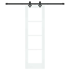 Sliding Door ORKDAL Solid Pine Wood and Glass 183 cm White and Black 61 cm 198.5 cm