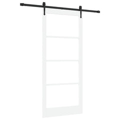 Sliding Door Solid Pine Wood and Glass White 183 cm White and Black 93 cm 211 cm