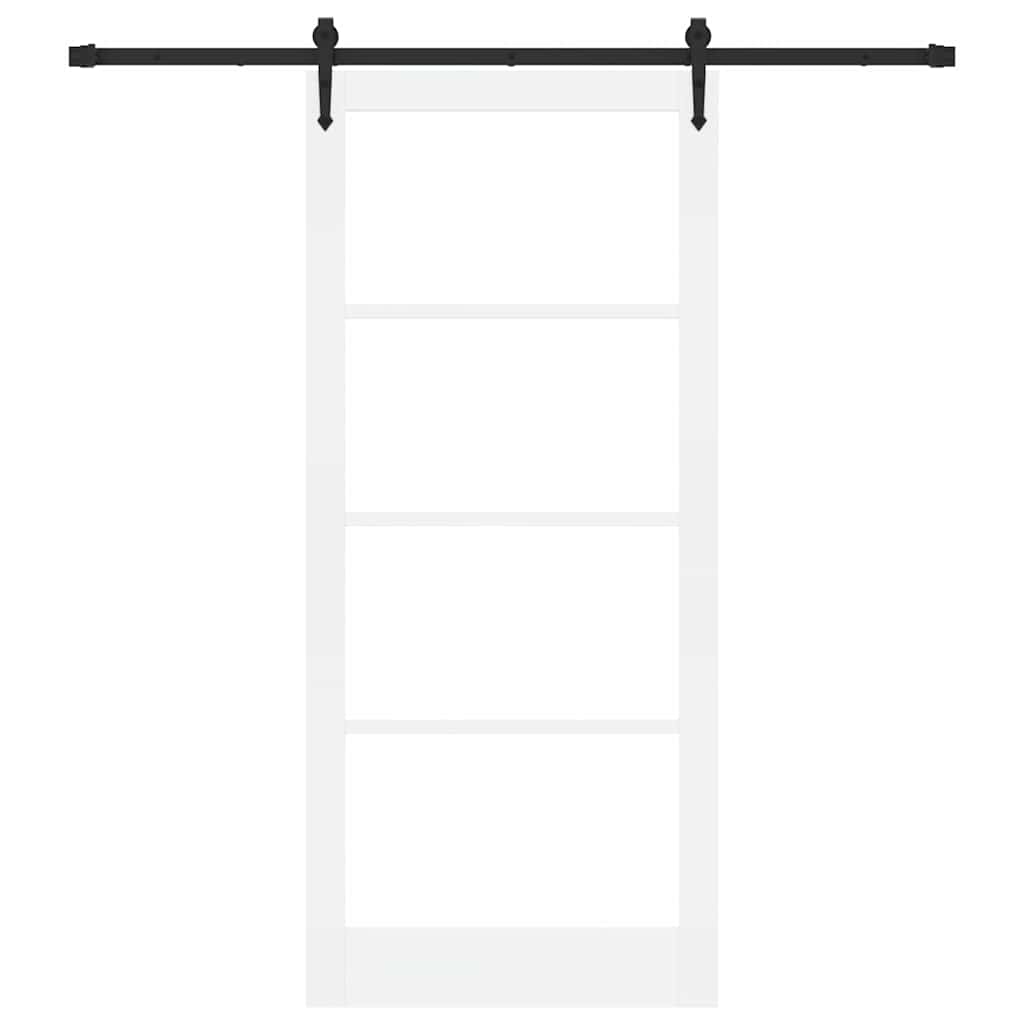Sliding Door Solid Pine Wood and Glass 200 cm White and Black 93 cm 211 cm