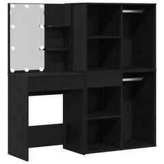 vidaXL LED Dressing Table Set Black Oak 140 x 40 x 140 cm 2