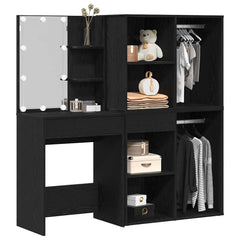 vidaXL LED Dressing Table Set Black Oak 140 x 40 x 140 cm 3