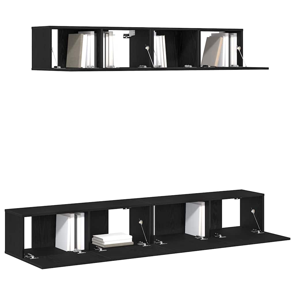 vidaXL TV Cabinet Set 4 pcs Black Oak 3