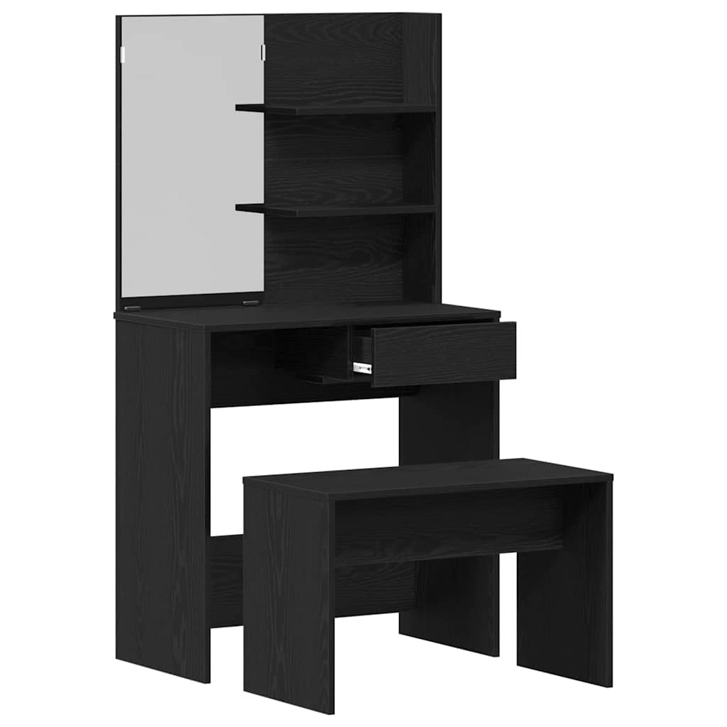 vidaXL Dressing Table Set 2 pcs Black Oak 74.5 x 40 x 141 cm 5