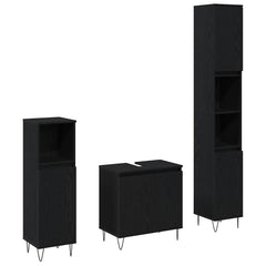 vidaXL Bathroom Furniture Set 3 pcs Black Oak 2