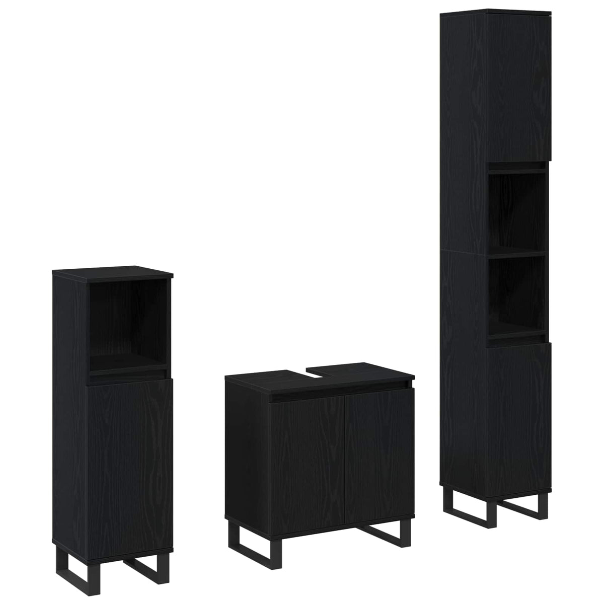 vidaXL Bathroom Furniture Set 3 pcs Black Oak 2