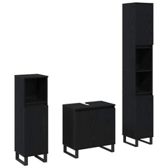 vidaXL Bathroom Furniture Set 3 pcs Black Oak 2