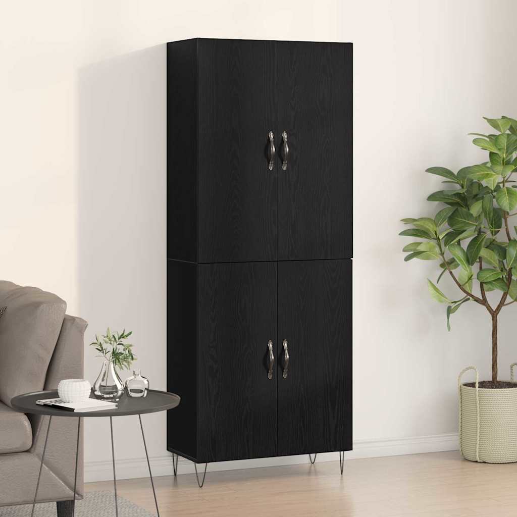 vidaXL Highboard 2 pcs Black Oak 69.5 x 34 x 180 cm Engineered Wood 1