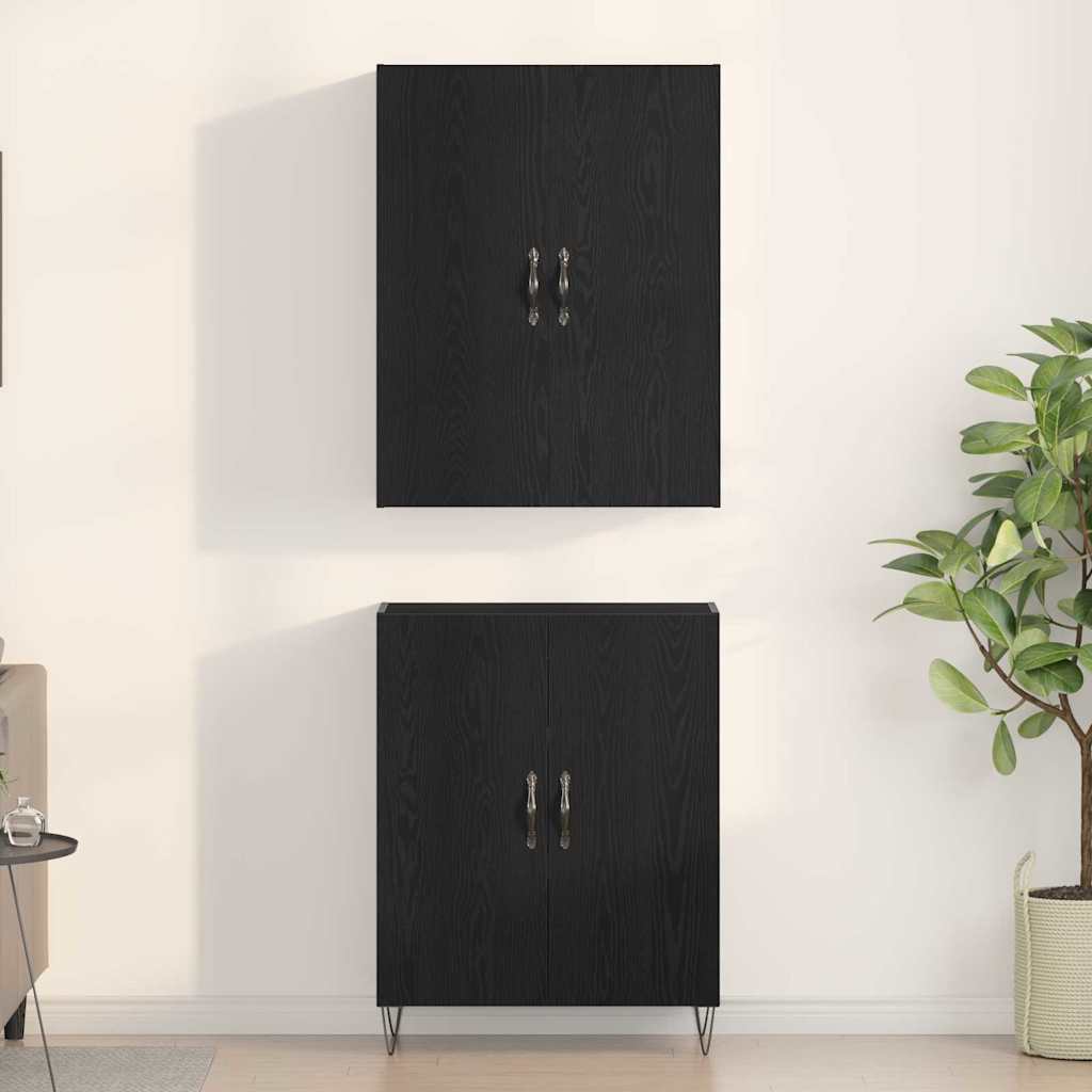 vidaXL Highboard 2 pcs Black Oak 69.5 x 34 x 180 cm Engineered Wood 4