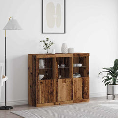 Sideboards with LED Lights 3 pcs Engineered Wood Old wood