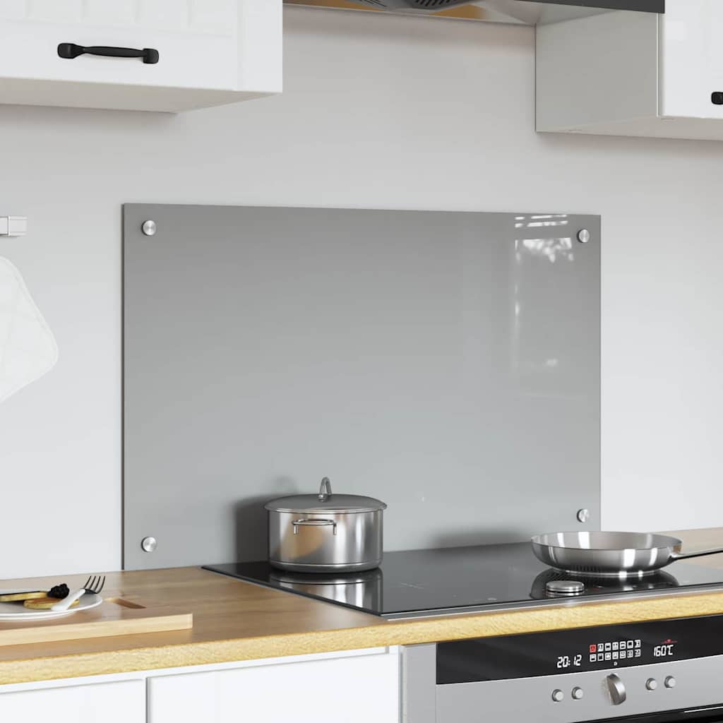 vidaXL Kitchen Backsplash Light Grey 80 x 50 cm Tempered Glass 3