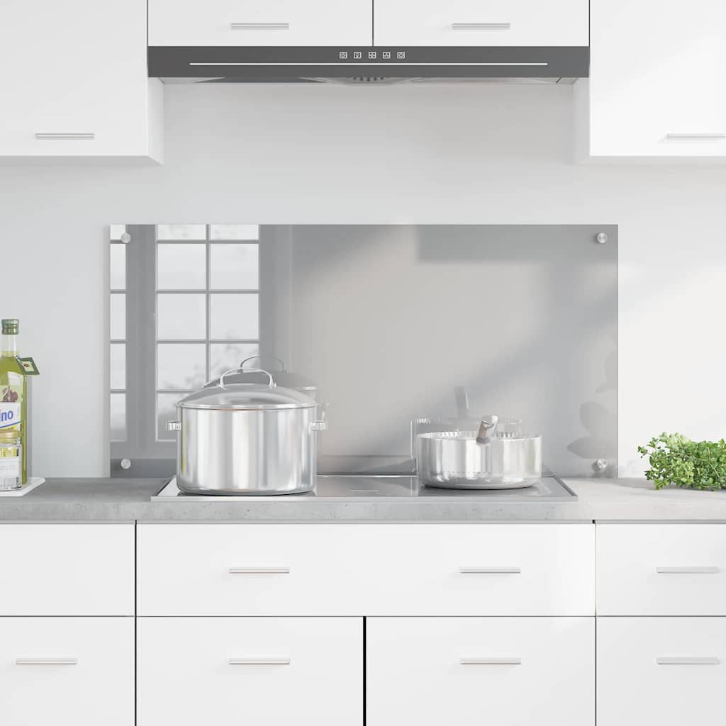 vidaXL Kitchen Backsplash Light Grey 100 x 50 cm Tempered Glass 3