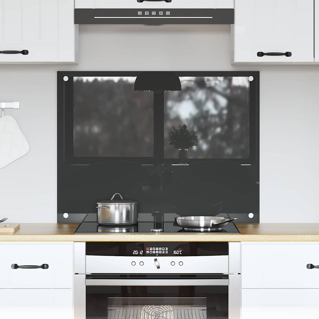 vidaXL Kitchen Backsplash Dark Grey 80 x 60 cm Tempered Glass 1