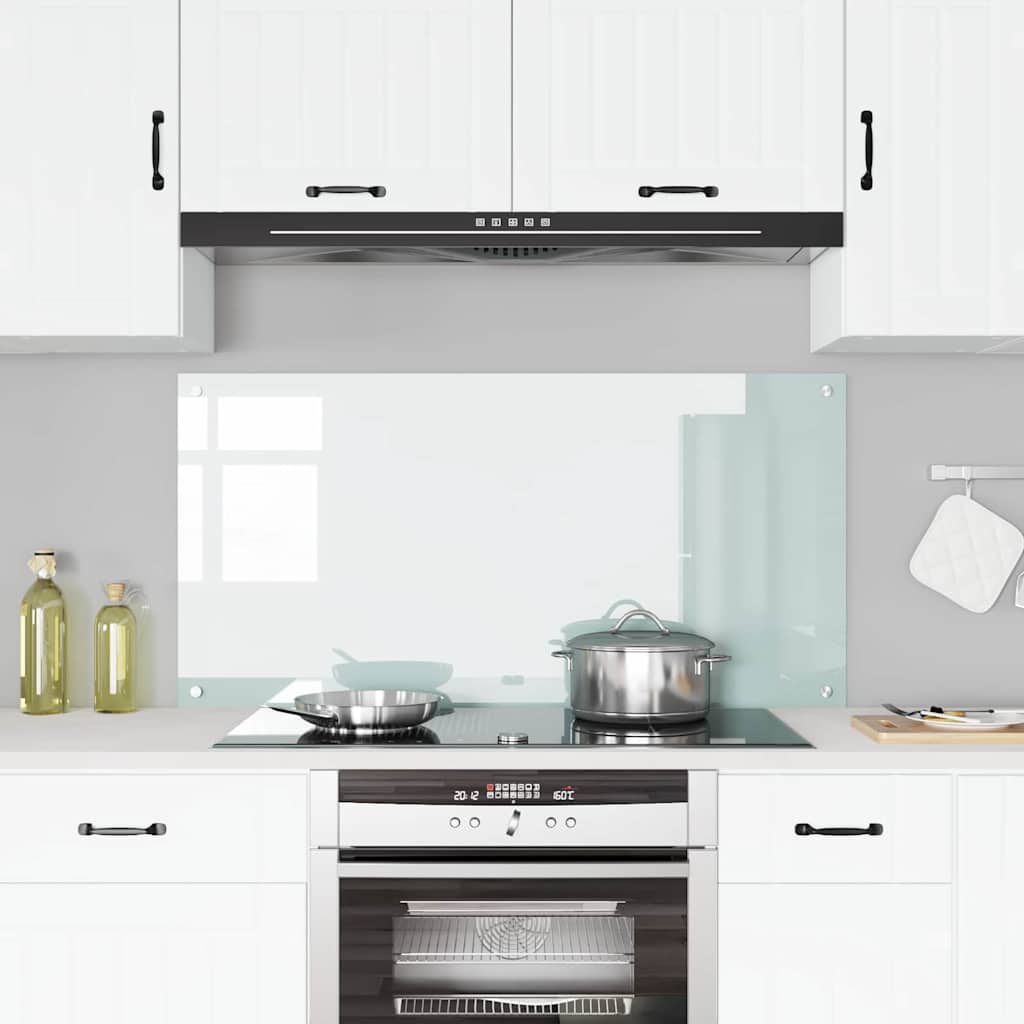 vidaXL Kitchen Backsplash White 120 x 60 cm Tempered Glass 3