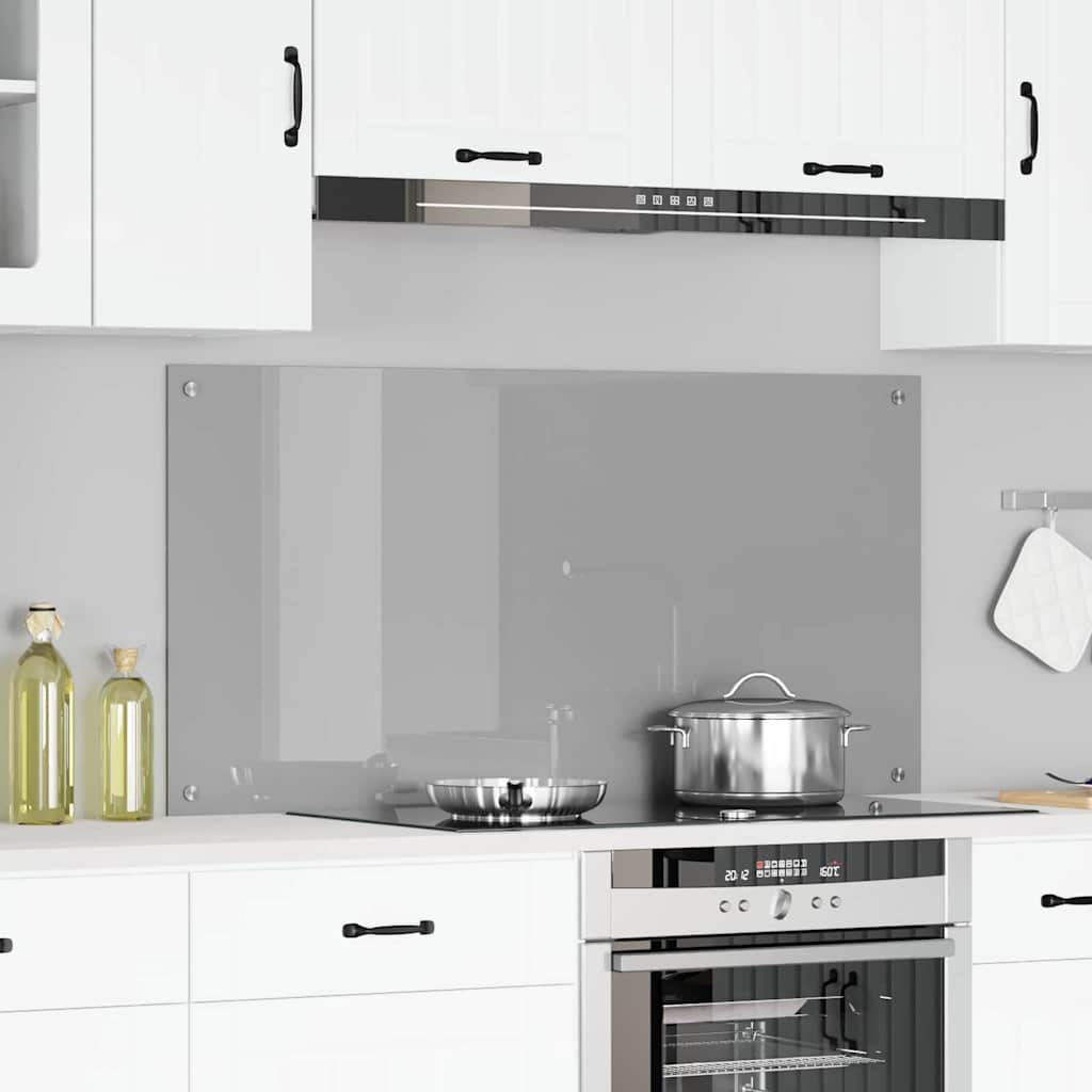 vidaXL Kitchen Backsplash Light Grey 120 x 60 cm Tempered Glass 1