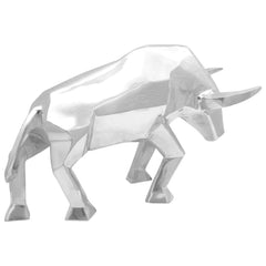 vidaXL Bull Sculpture Silver 74 x 23 x 30 cm Aluminium 2