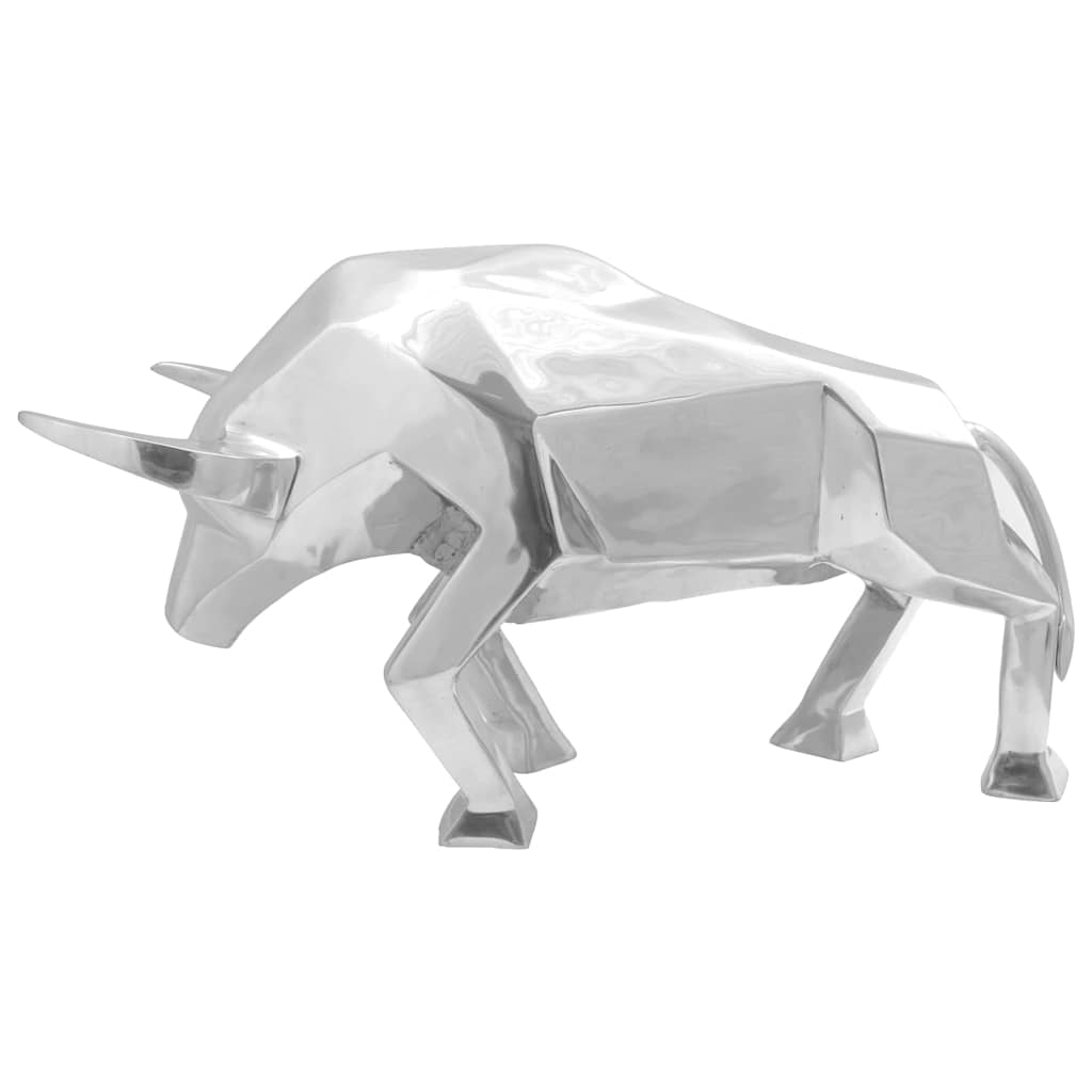 vidaXL Bull Sculpture Silver 74 x 23 x 30 cm Aluminium 4