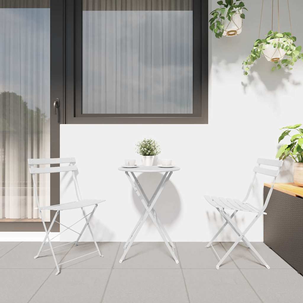 vidaXL Garden Folding Chair 2 pcs White Metal 3