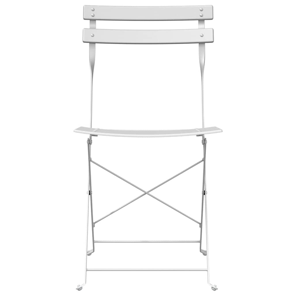 vidaXL Garden Folding Chair 2 pcs White Metal 5