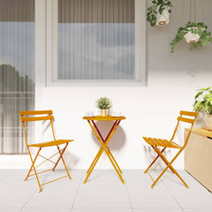 vidaXL Garden Folding Chair 2 pcs Mustard Metal 3