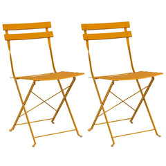 vidaXL Garden Folding Chair 2 pcs Mustard Metal 2