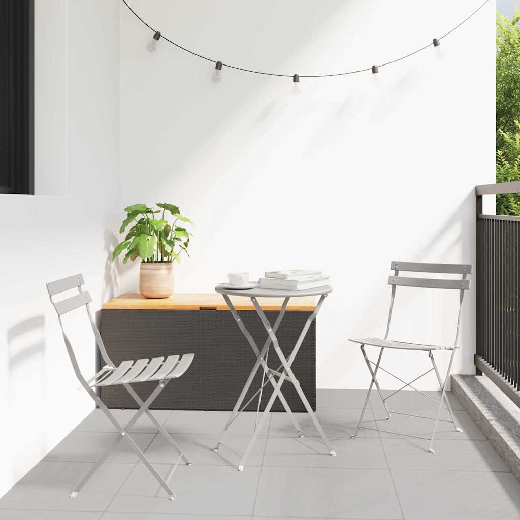 vidaXL Garden Folding Chair 2 pcs Beige Metal 1