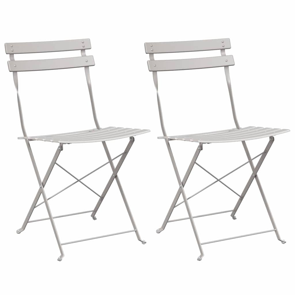 vidaXL Garden Folding Chair 2 pcs Beige Metal 2