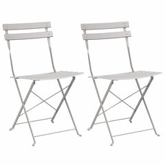 vidaXL Garden Folding Chair 2 pcs Beige Metal 2