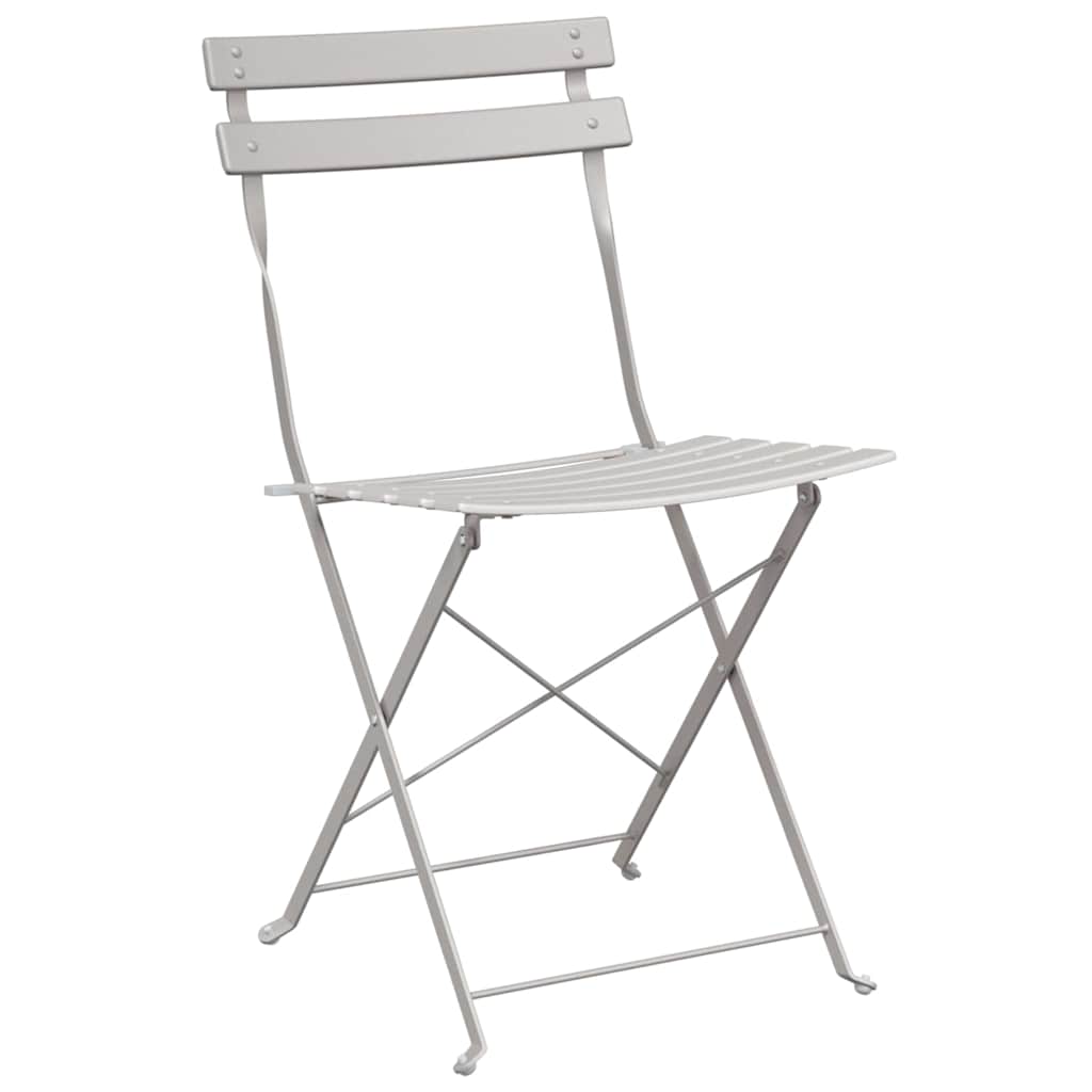 vidaXL Garden Folding Chair 2 pcs Beige Metal 4
